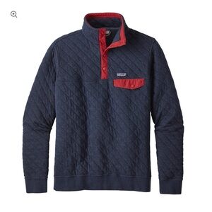 PATAGONIA Men's Medium Diamond Quilt Snap-T Pullover Blue Red Sweater